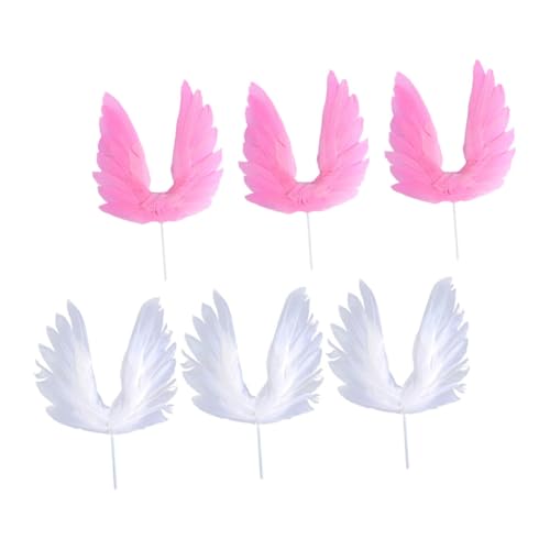Cabilock 24 Peças topo de bolo Enfeites de bolo de asas Decorações de bolo para festa topo de bolo f