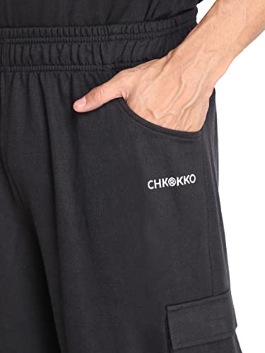 Image of CHKOKKO Men Casual Track Pant Regular Fit Lower with Pocket Black Medium, Mid Rise