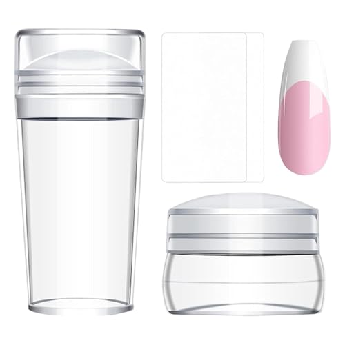 Sello de uñas de punta francesa, kit de sello de uñas 4 en 1, herramienta de sello de uñas, punta francesa, sello de uñas de silicona transparente largo y corto para uñas con raspadores, kit de sello
