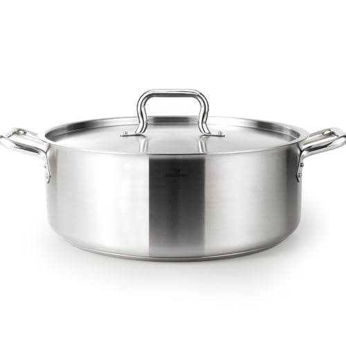 Homichef 19 Quart Large Stainless Steel Braiser Pan With Lid