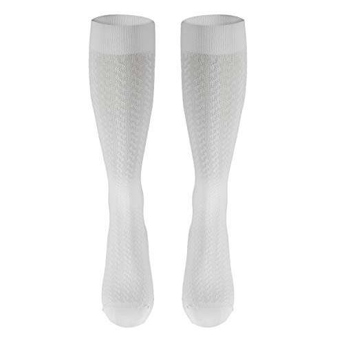 Truform Compression Socks, 15-20 Mmhg, Women's Dress Socks, Knee High Over Calf Length, White Cable Knit, Large #TOP7