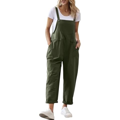 YESNO Women's Lightweight Sleeveless Dungarees Cover