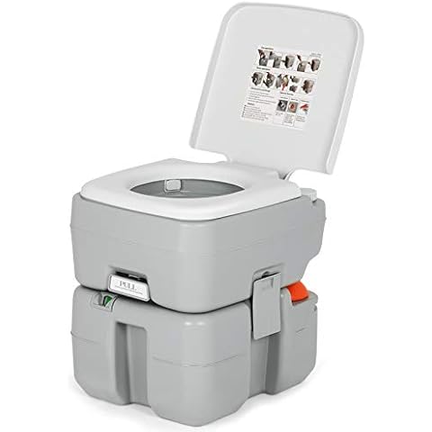 COSTWAY 20+10L Campingtoilette mit abnehmbarem Abwassertank, Campingklo tragbar Cover