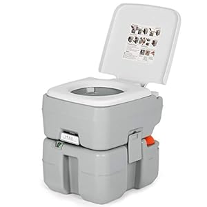 COSTWAY 20+10L Campingtoilette mit abnehmbarem Abwassertank, Campingklo tragbar, Reisetoilette, Mobile Toilette für…