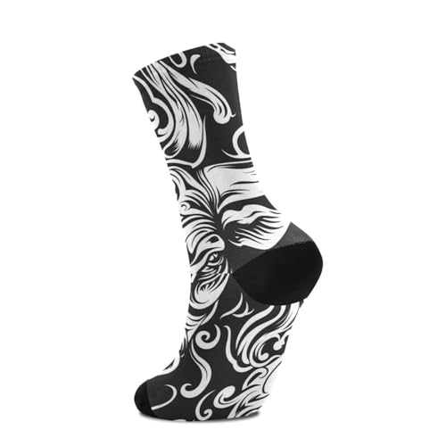 1 Pair Cow Tattoo Crew Socks Breathable Compression Athletic Socks for Women Men Sport Running Cycling3