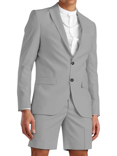Men's 2 Piece Slim Fit Suit Two Button Blazer and Short Pants Set Summer Beach Wedding Suit Prom Dinner