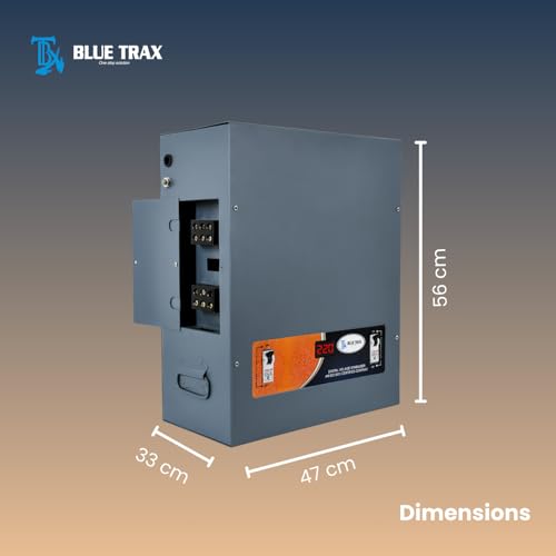 Image of BLUETRAX 10 KVA 8000W Mainline Voltage Stabilizer | 90V-500V | Aluminium | Double Phase | Hanging | Digital | Heavy Duty for Home Multipurpose Use | ISI Certified | 10 Years Warranty | Grey