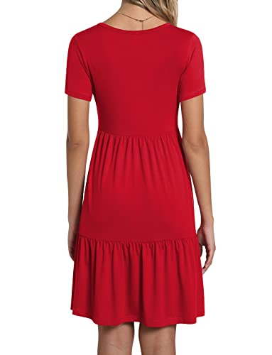 Image of TAOHUADAO 2026 Summer Dresses for Women Short Sleeve Ruffle Casual Sundress with Pockets