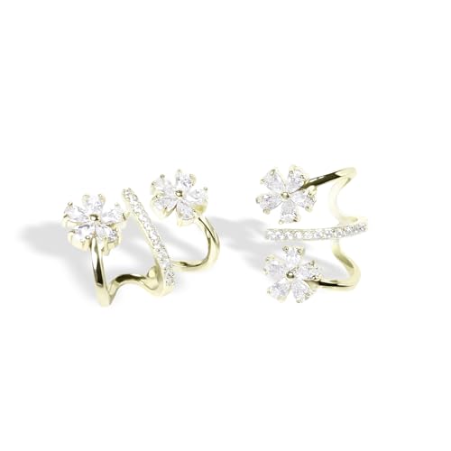 Flower Claw Earrings 18K Gold-Plated Ear Wrap Earrings Hoop Earrings for Women Hypoallegenic