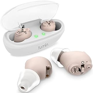 Tumin Rechargeable Hearing Aids for Seniors & Adults, Completely-in-Canal Invisible Hearing Amplifiers Earbuds for Elderly, Noise Cancelling Portable Hearing Assist with Magnetic Contact Charging Box