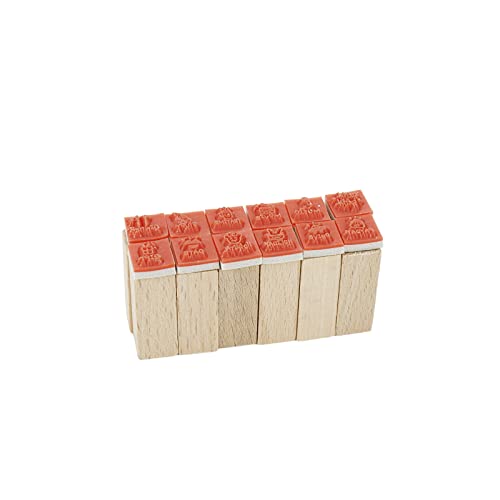 Wdonay Wood Stamps Set Rubber Mini Cute Stamp Diary Life Printed Decoration For Kids Painting Diy Craft Letter Journal Handbook Scrapbook Décor (Set Of 12) #TOP1