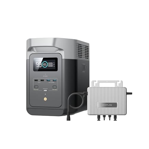 EcoFlow Delta 2 tragbare Powerstation 1024Wh 0% VAT WLAN Stream Mikrowechselrichter 800W LiFePO4-Batterie Schnellladung von 0-80% in 50 Min. erweiterbar auf 3 kWh für Zuhause Camping und Reise