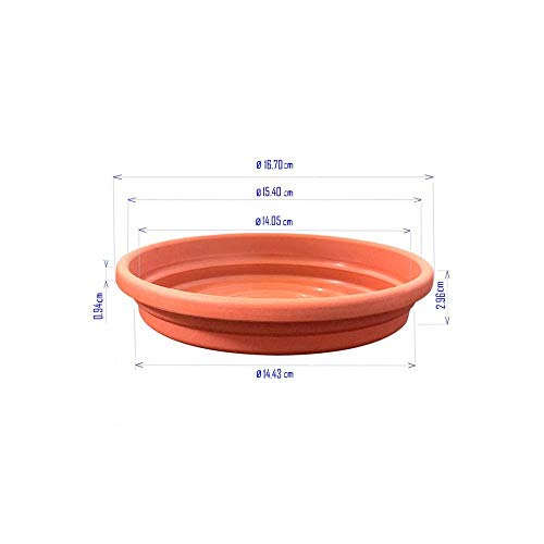 Prato em Polipropileno Redondo para Vaso Roma 17cm Marrom