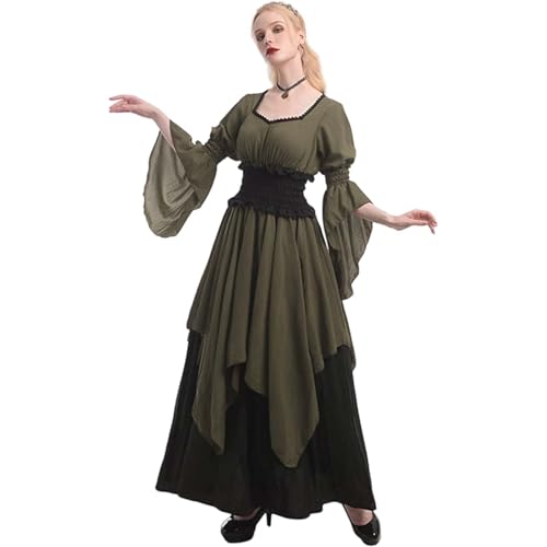 Generisch Vestido de mujer hermoso vestido de túnica extragrande con hombros descubiertos para Halloween, ropa medieval para mujer, cómodo, elegante, informal, festivo, transpirable, Halloween, gótico