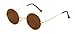 Casual Fashion Small Round Circle Thin Metal Frame Unisex Sunglasses Lennon (Gold)