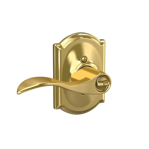 Image of SCHLAGE Accent Lever with Camelot Trim Keyed Entry Lock in Bright Brass - F51A ACC 605 CAM