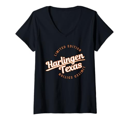 Womens Retro Athletic Harlingen TX Apparel V-Neck T-Shirt