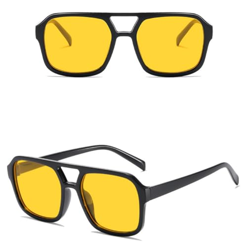 Image of Retro 70s Square Aviator Sunglasses Women Men Vintage Rectangle Sunglasses Flat Frame Trendy Shades