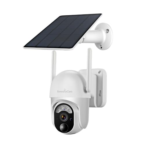 SerenityCam Bewakingscamera, draadloos, 4G, wifi, 2 K, 4 MP, voor buiten, PTZ 360° + 90° kanteling, PIR-detectie, alarm sirene/flits, krachtig