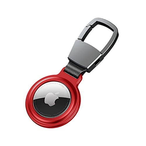 Image of AirTag Keychain Holder with Metallic Case Compatible with Apple Airtag with Antitheft Magnetic Lock | Light Weight (Red)