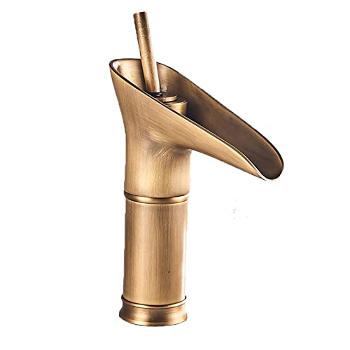 Mitigeur lavabo cascade eau chaude et froide pour évier rétro en laiton