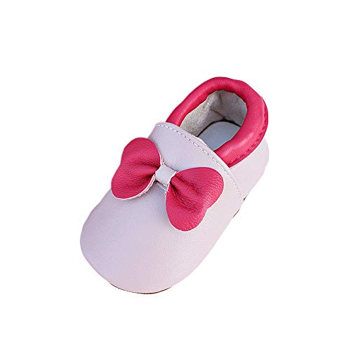 TRIWORIAE-WeichesLeder Lauflernschuhe Krabbelschuhe Babyschuhe Schlüpfen Atmungsaktiv Junge Mädchen Bowknot 12-18 Monate Cover