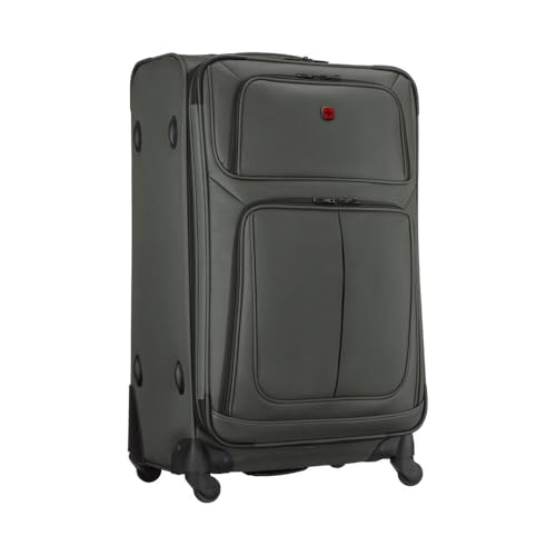 WENGER Sion Large Valise Souple à 4 roulettes, Trolley, Grand Format, 114 (126) l, Extensible, Femmes Hommes, Voyages Vacances, Grise, 653589
