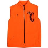 EDTREK Mens Full-Zip Polar Fleece Vest With Chest Pockets For Work - Blaze Orange And Camo Hunting S
