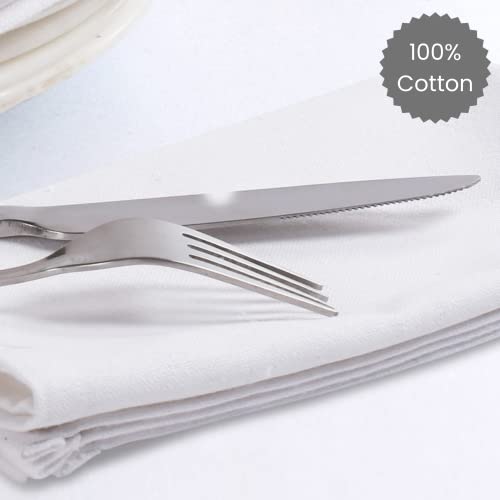 Dine N Decor Set Of 12 Cloth Dinner Napkins 100% Cotton - Soft Durable Washable - Ideal For Farmhouse Party Weddings Christmas Easter - Perfect Everyday Use Table Linen Cloth Napkins White 17X17 #TOP2