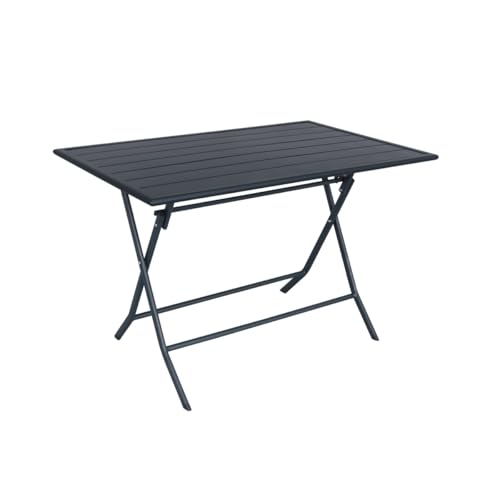 MA MAISON Tavolo Rettangolare 6 Posti Pieghevole da Esterno 122x76x71,5h cm - Struttura con Doghe, in Acciaio, Tavolino in Metallo, da Giardino, Campeggio, Terrazzo - Richiudibile e Salvaspazio