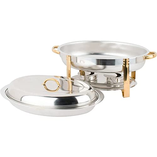 6 Quart akzentuierter ovaler Chafing Dish, Edelstahl-Chafers-Buffetwärmer-Set mit Essenspfanne, Brennstoffhaltern und Deckel für Bankette und Partys – Bild 5