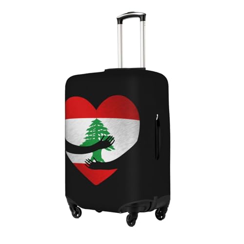Travel Luggage Cover Lebanese Flag Heart Fashion Washable Baggage Suitcase Protector Fit For Luggage Medium2