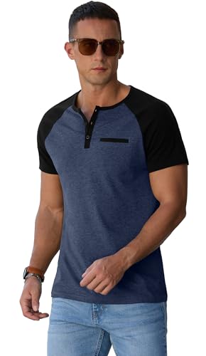 Image of Sailwind Men's Cotton Henley Short Sleeve Casual T-Shirts with Pocket