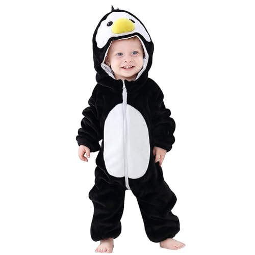 BETTERFUN Baby Animal Costume Kids Toddler Infant Hooded Romper Jumpsuit Halloween Cosplay Outfits Penguin 18-24 Months