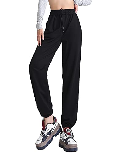 YisiNP Femmes Pantalons de Sport Pantalon Baggy Pantalon de Survêtement Filles Taille Haute élastique et Cordon de Serrage Jambe Large Pantalon Sarouel Yoga Fitness Pantalons Décontractés S-2XL Cover