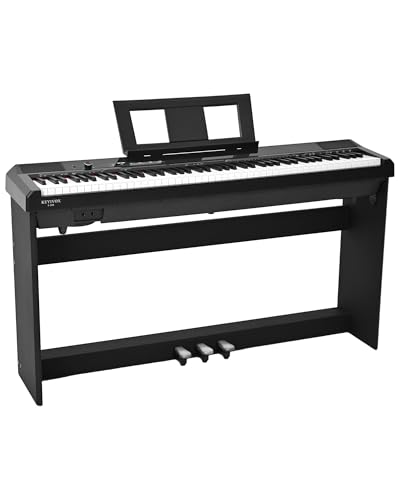 Image of S-200 88-Key Weighted Digital Piano keyboard, Full-size Hammer Action Electric piano for Beginners, 8 Timbres, 128 Rhythms, 31 Demo Songs with Dual Headphone Jack, Triple Pedal, USB