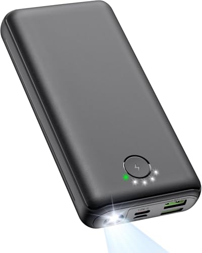 Power Bank 27000mAh Powerbank Fast Charging 22.5W QC 3.0 Portable Charger with Outputs Inputs Flashlight USB C Battery Pack, Ultra-High Capacity Compatible for iPhone Samsung etc Black