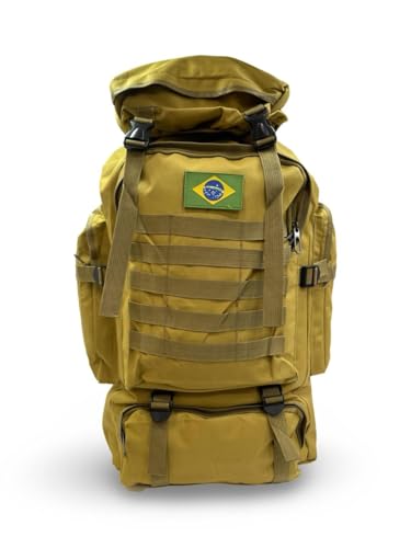 Mochila Tática para Camping, Trilha e Aventura, Masculina, Cargueira (Khaki)
