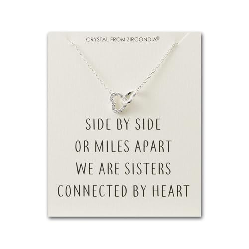 Philip Jones Sister Heart Link Necklace with Quote Card Created with Zircondia Crystals