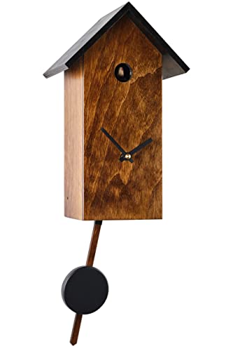 Eble Kuckucksuhr Kuckuckuhr Echtholz NEU batteriebetriebenes Quarzwerk Kuckuckruf Kuckucksuhr modern braun Echtholz Quarz Uhrwerk 29cm- 27664