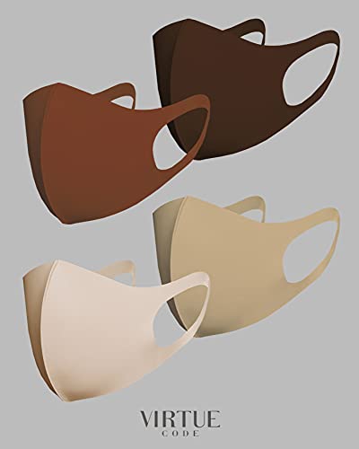 Virtue Code Second Skin Cloth Face Mask Pack. 4 Buttery Soft Masks Washable Fabric