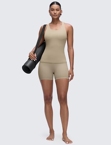Image of CRZ YOGA Butterluxe Workout Racerback Tank Tops for Women - Padded Athletic Spandex Yoga Shirts with Built in Bra