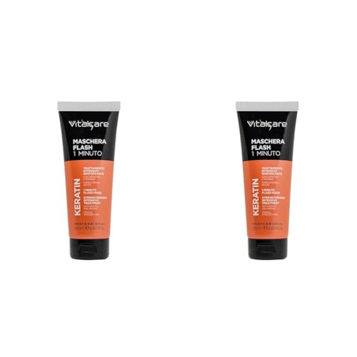VITALCARE KERATIN Maschera Flash 1 Minuto - Trattamento Intensivo Rinforzante 190 ml (Confezione da 2)