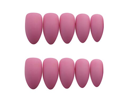 24Pcs False Nails Full Cover Coffin Acrylic Fake Nails Party Prom Clip on Nail for Women and Girls (Pink)