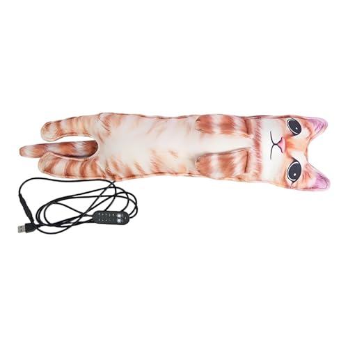 Almohada de calefacción en de gato, almohadilla de calefacción de gatos para mujeres, Animales de peluche lindos con calefacción eléctrica, Muñeca de peluche de 23.6 pulgadas, plataportátil térmica de
