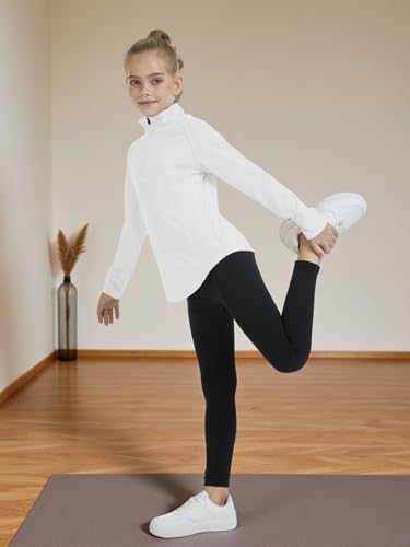 Girls Fashion Shirts Long Sleeve 1/4 Zip Pullover Trendy Tshirt Kids Cute Fall Athletic Workout Tops Basic Tees 5-14 Years3