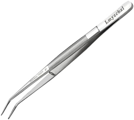 Lmyzcbzl Stainless Steel Tweezers, Sewing Machine Tweezers, Universal Bent Tip Tweezers, Multipurpose Stainless Steel Tweezers, with Curved Pointed Serrated Tip