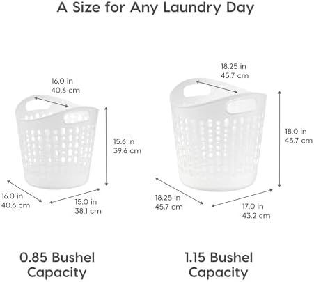 IRIS USA Plastic Laundry Basket, 27L - 3 Pack, Flexible Dirty Clothes Hamper with Ventilation Holes, Laundry Room Bedroom Bathroom Apartment Dorm Blankets Pillows Trinkets Organization, White - 1