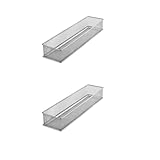 YBM HOME Silver Mesh Drawer Cabinet and or Shelf Organizer Bins, School Supply Holder Office Desktop Organizer Basket (2, 3x15x2 Inch)