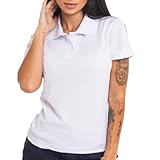 Polo Feminina Camisa Gola Uniforme Piquet Camiseta (BR, Alfa, M, Regular, Branco)